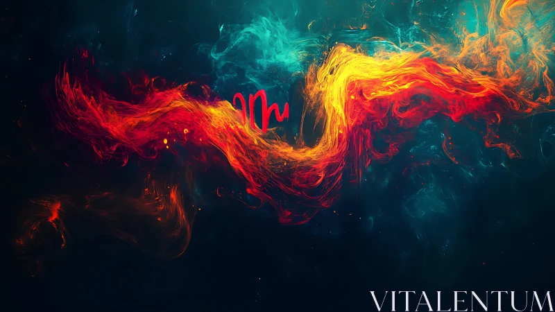 Fiery zodiac stroke forming glowing Scorpio sign emblem.