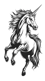 High-contrast vector unicorn illustration with dynamic linework