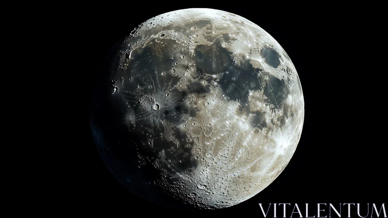 Moonlit craters and cosmic scars in soothing close view.