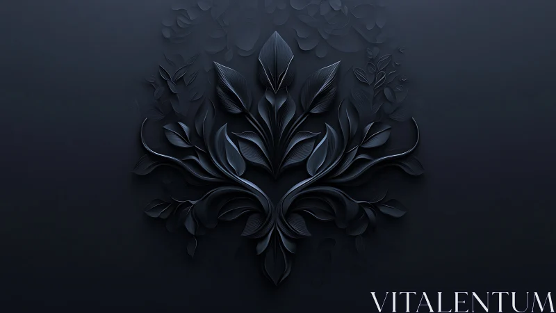 Dark embossed floral ornament with symmetrical branches.
