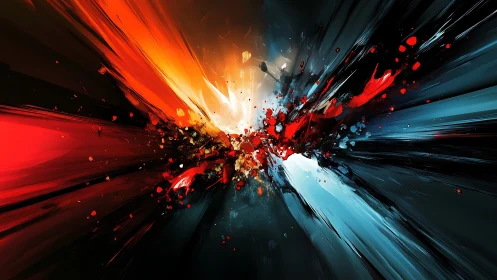 Colorful energy burst paints a bold clash of light and shadow