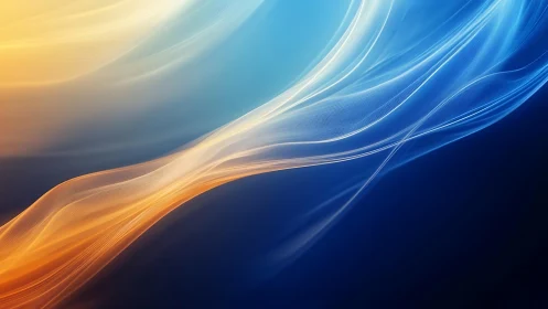 Dual light waves merge across deep blue gradient field.