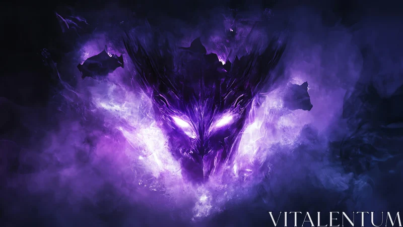 Dark spectral skull emerging from swirling violet mist.