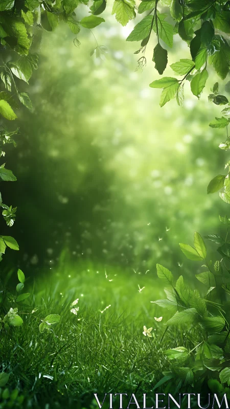 Verdant Garden Frame with Bokeh Depth.
