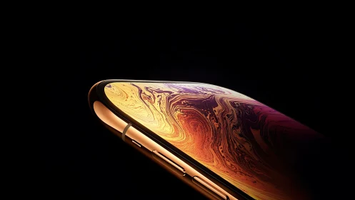 Edge-lit smartphone display isolates against void-black background