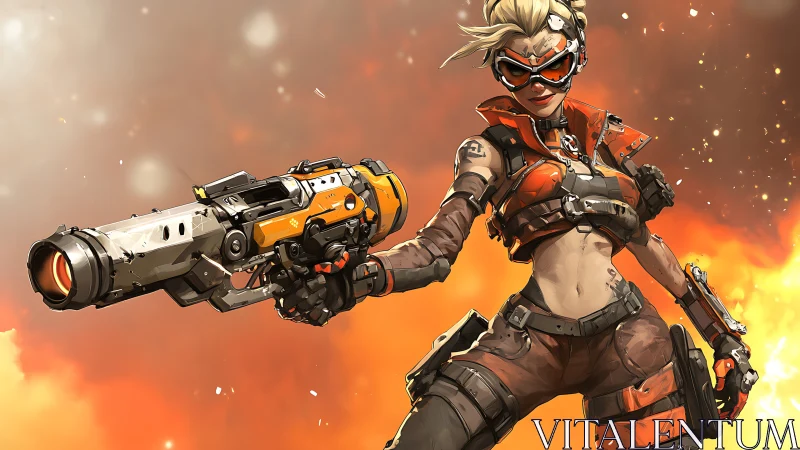 Confident futuristic heroine ready for action and adventure.