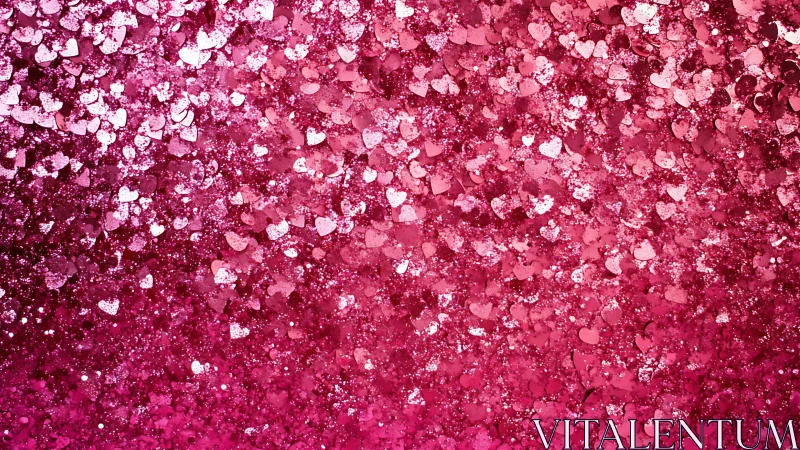 Pink heart glitter background with dense sparkling texture.