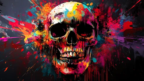 Chromatic cranial explosion with high-energy splatter dynamics.