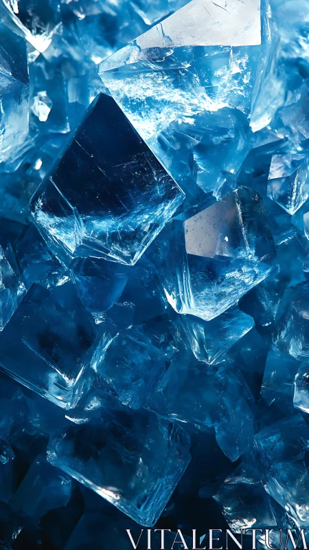 Blue crystalline ice shards catch hard studio backlight.