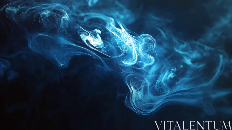Blue light trails form swirling smoke like abstract shapes