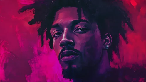 Intense neon portrait studies moody gaze in magenta light