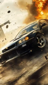 Fire-born street racer carving storms through molten dust.