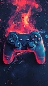 Game Controller Immersed in Luminous Flame and Plasma Energy Field