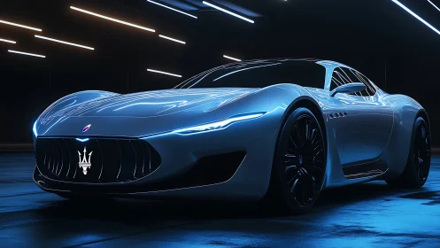 Modern electric sports coupe in controlled studio lighting.