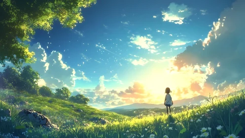 Sunlit hilltop welcomes a quiet moment of wonder and hope