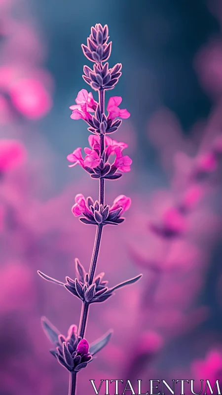 Lavender spire hums softly in neon dusk blur