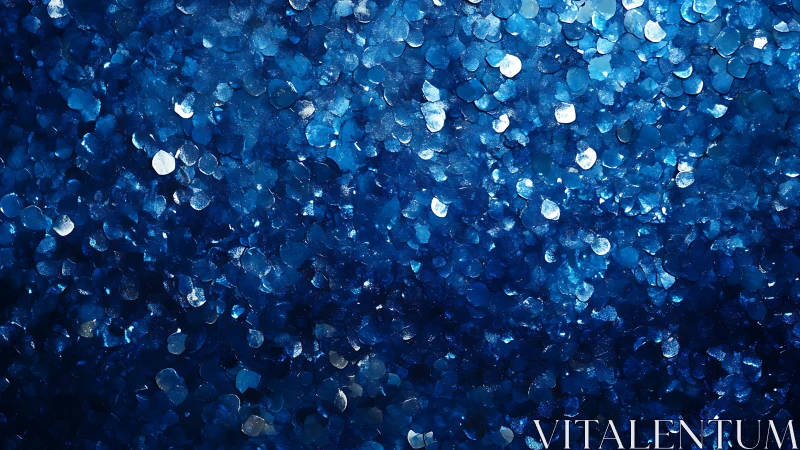 Deep blue glitter mosaic texture with reflective highlights.