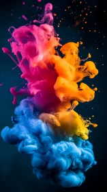 Colorful ink plumes collide vertically in dark liquid space