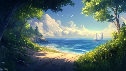 Hidden Cove with Sailboats: A Dreamy Coastal Escape.