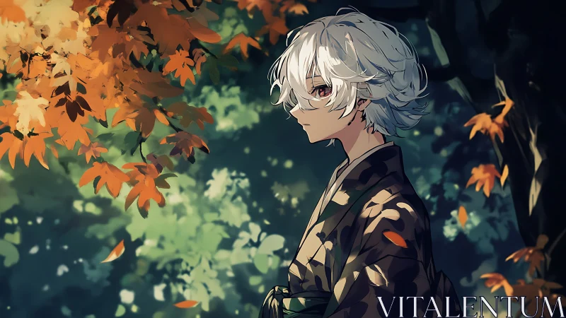 Quiet autumn pause with a silver haired wanderer.