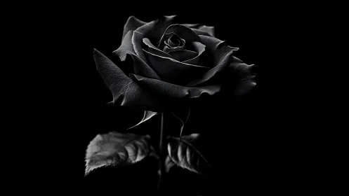 Monochrome macro study isolates a single rose in high contrast