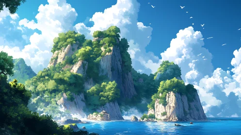 Towering Limestone Cliffs Over Tropical Waters