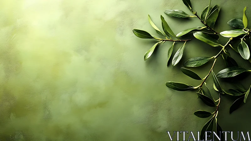 Olive branch foliage on textured green gradient background