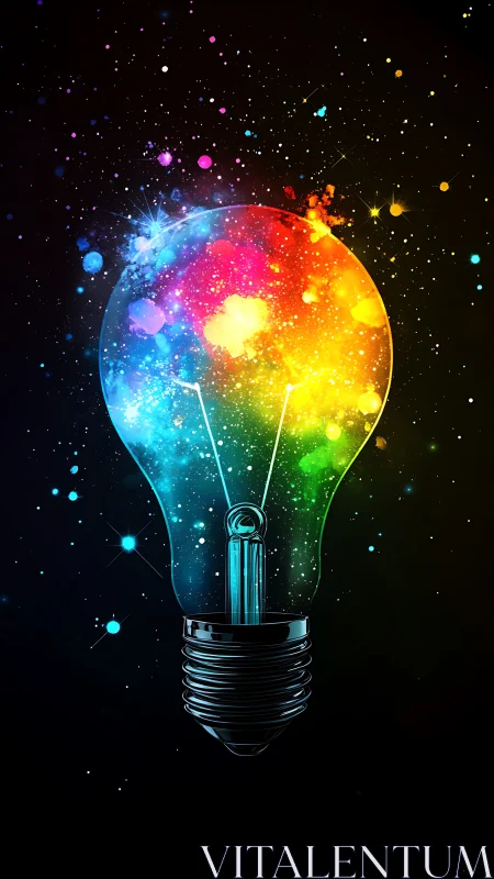 Prismatic lightbulb silhouette encapsulates nebular color spectrum