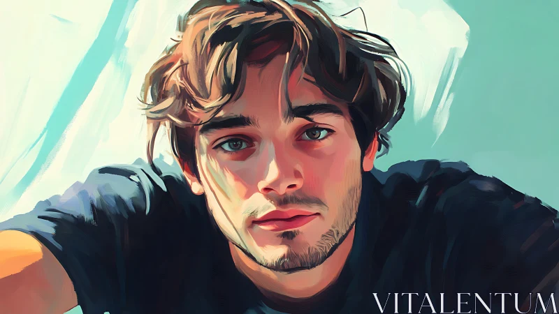 Loose-brush digital portrait uses frontal close-up lighting and soft focus