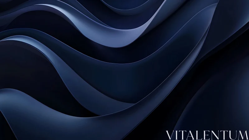 Midnight metallic waveforms with layered reflective ribbons