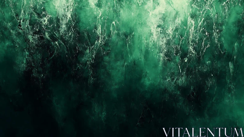 Abstract green and black textured digital painting background.