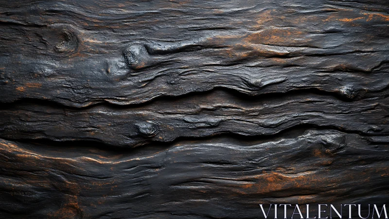 Charred wooden planks with rich grain and warm highlights.