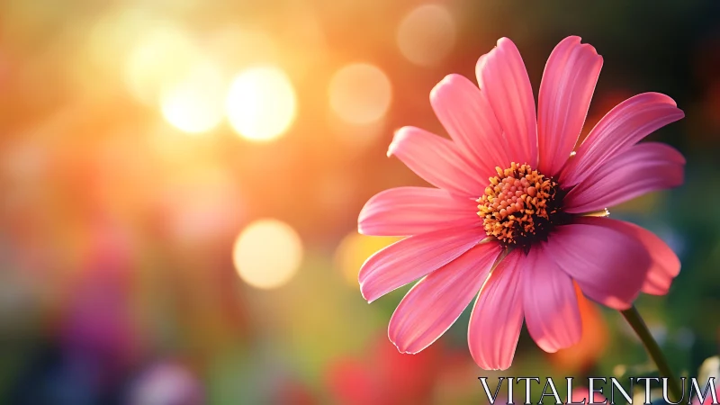 Magenta Bloom Suspended in Amber Glow.