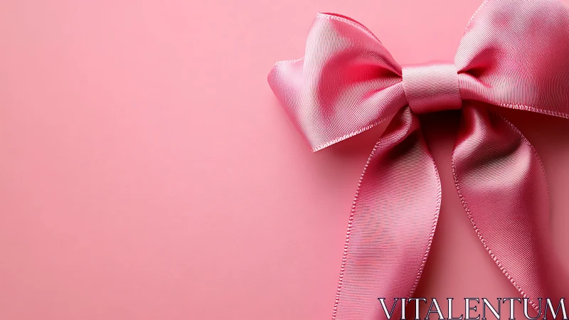 Layered Ribbon Bow on Monochromatic Pink Background.