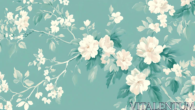 Soft botanical rendering displaying layered floral clusters with chromatic gradation.