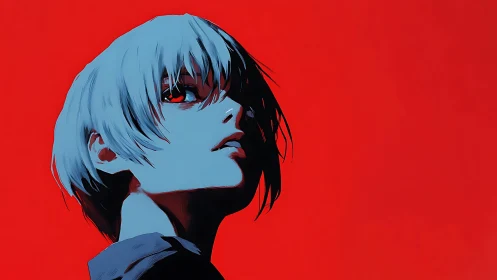 Intense anime portrait captures a calm yet powerful gaze