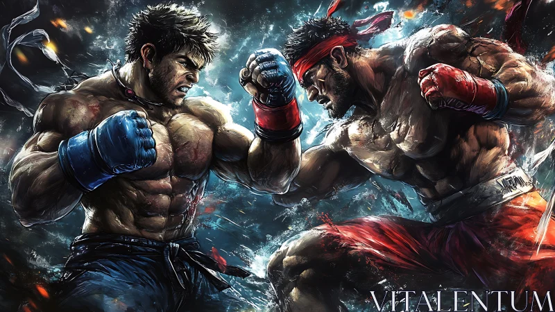 Heavyweight Boxing Match Rendered with Dynamic Combat Energy and Explosive Power