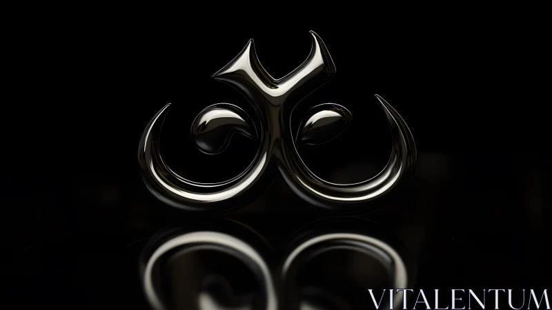 Metallic Om Symbol on Black Background, Modern 3D Design.