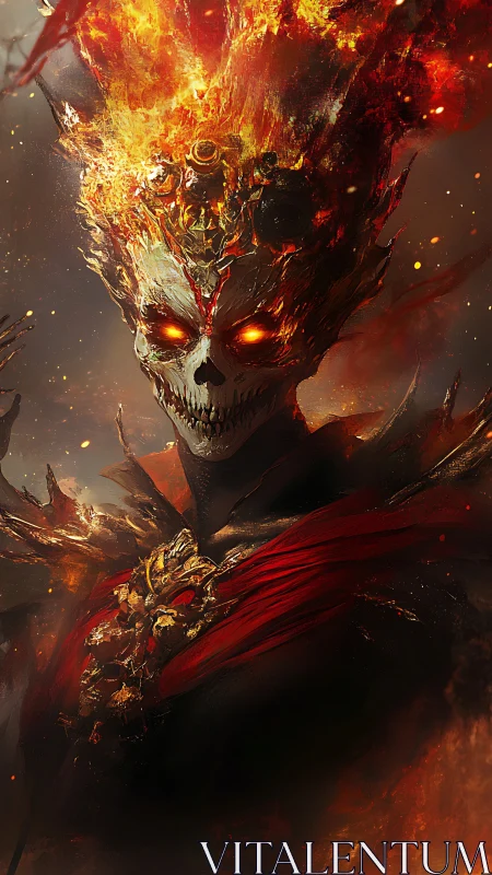 Infernal skull monarch in blazing digital painting profile.