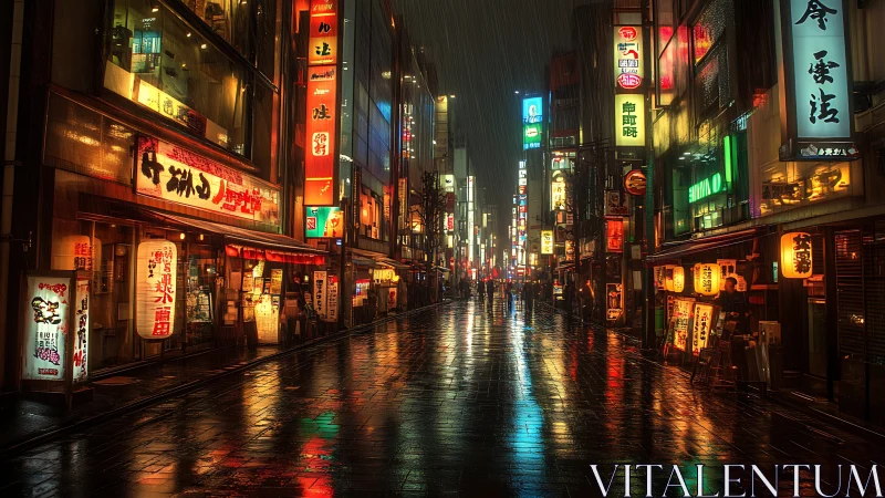 Neon-lit Tokyo alley renders cinematic rain-soaked perspective