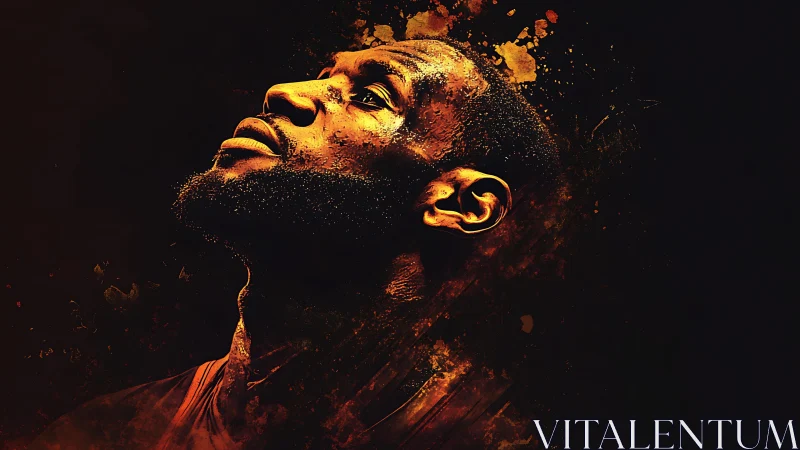 Side profile portrait of male subject in orange tones.