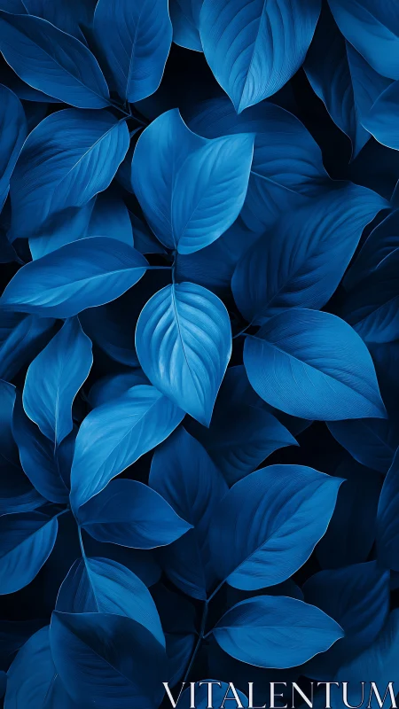 Monochromatic blue foliage with high-frequency vein detail.
