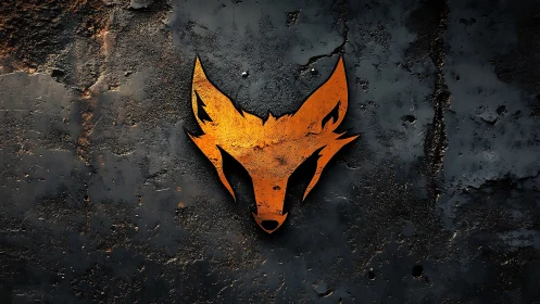 Burnt orange fox emblem cuts sharply through dark wall