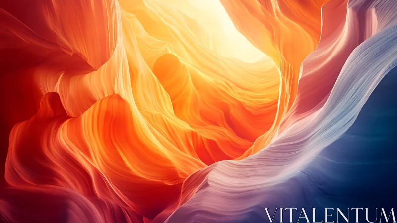 Colorful abstract canyon curves under glowing sunlight.