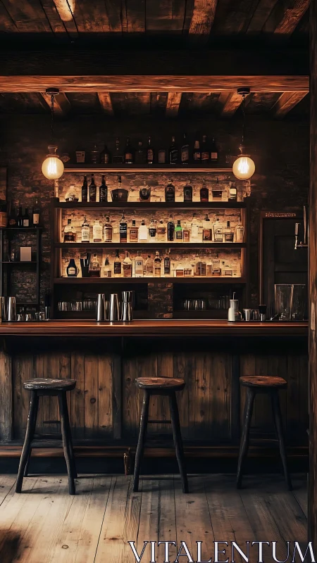 Ambient Craft Distillery Bar With Illuminated Bottle Display