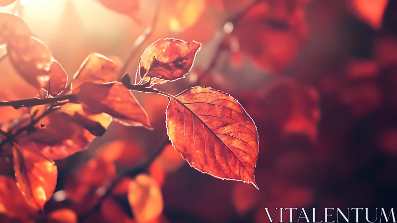 Gentle autumn leaf glowing softly in warm evening light.