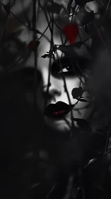 Whispering crimson face hidden in the midnight bramble.