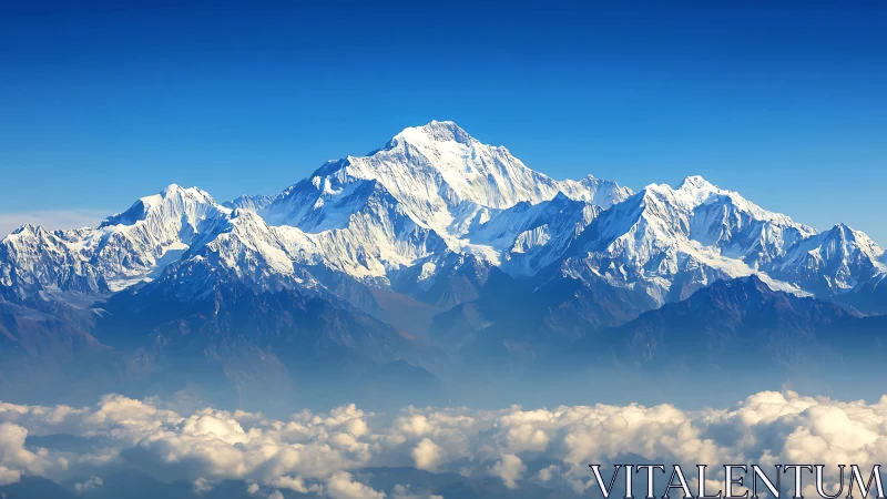 Sky-breathing snow titan crowned above wandering clouds.