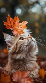 Whiskered Wonder Catches Autumn's Golden Treasure