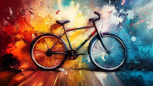 Bicycle Exploding in Vibrant Color Spectrum.